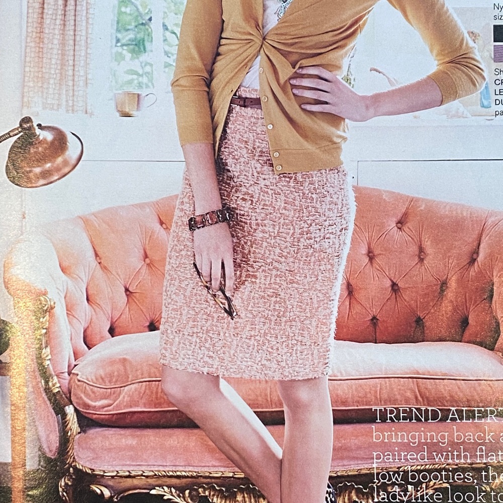 J. Crew Dusty Pink Mohair Tweed Pencil Skirt